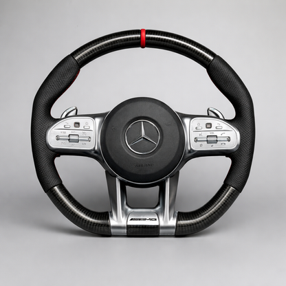 Mercedes-Benz AMG Carbon Steering Wheel – 2018–2021 Platform | Red Center Stripe
