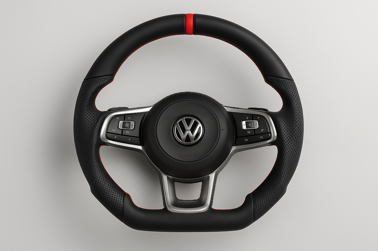 Volkswagen Golf 7 GTI / R / GTD (2015–2019) Leather Steering Wheel – Red Stitching