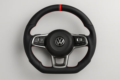 Volkswagen Golf 7 GTI / R / GTD (2015–2019) Leather Steering Wheel – Red Stitching