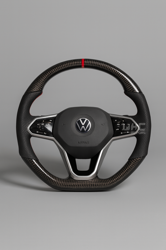 Volkswagen Golf 8 GTI / R Carbon Steering Wheel (2020–2024) | Red Center Stripe