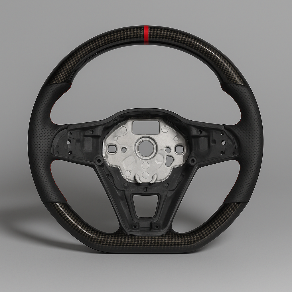 Volkswagen Golf 8 GTI / R Carbon Steering Wheel (2020–2024) | Red Center Stripe